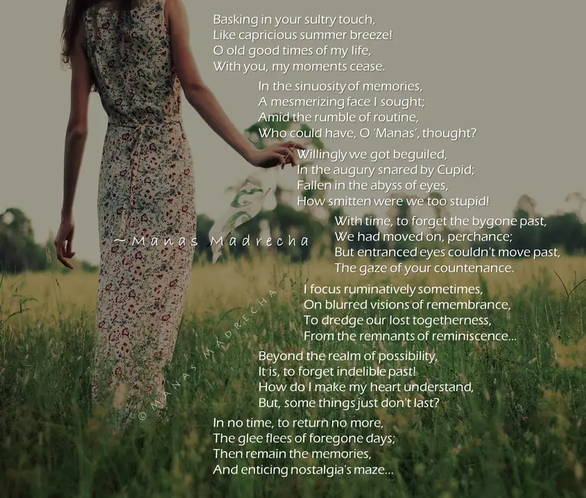 girl and nature, girl in garden forest, happy summer girl, Manas Madrecha poems, youth motivational blog, inspirational blog, personal blog, memories poem, nostalgic poem, nostalgia, english poems, poem on love, poem on past, poem on memories, girl turned away, girl back, love story, remembering the past