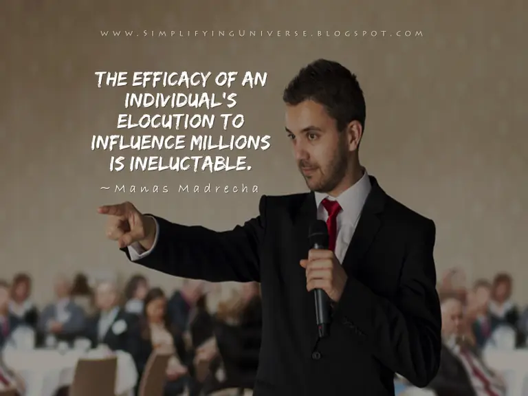 Manas Madrecha, public speaking quotes, man giving speech, elocution, man holding mike, man talking to crowd, people listening, simplifying universe, self help inspiration motivational blog, get inspired